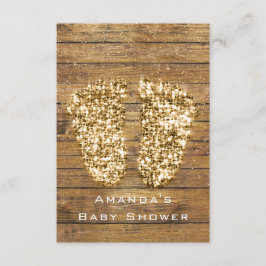 Gold Baby Shower Feet Wood Rustic Girl Boy Einladung
