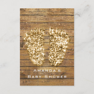 Gold Baby Shower Feet Wood Rustic Girl Boy Einladung