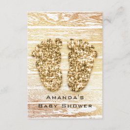 Gold Baby Shower Feet Wood Rustic Girl Boy Einladung