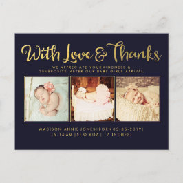 Gold Baby Sip und Siehe Postcard Foto Template Postkarte