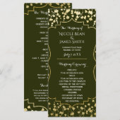 Gold Baby's Breath Florale Olive Hochzeitsprogramm Programm (Vorne/Hinten)
