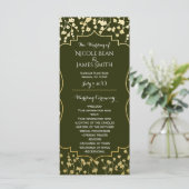 Gold Baby's Breath Florale Olive Hochzeitsprogramm Programm (Stehend Vorderseite)