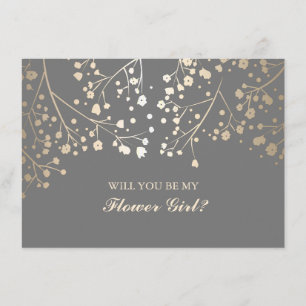 Gold Baby's Breath Hochzeits-Blumenmädchen-Einladu Einladung