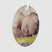 Gold Baby's First Christmas Snowflakes Foto Ornament (Vorderseite)