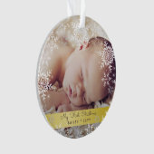 Gold Baby's First Christmas Snowflakes Foto Ornament (Vorderseite)