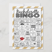 Gold Bachelorette Bingo, Party Game, Challenge Einladung (Vorderseite)