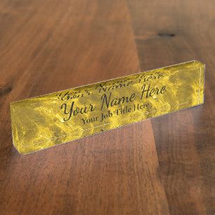 Gold Background - Anpassbare Schreibtisch-Namenssc Namensplakette