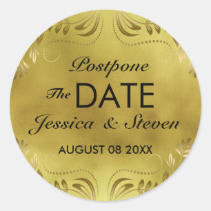 Gold Background Blütenspitze Save the Date Runder Aufkleber