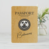 Gold Bahamas Passport Save the Date (Stehend Vorderseite)
