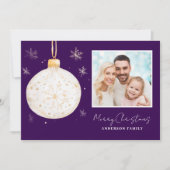 Gold Ball Foto Christmas Feiertagskarte (Vorderseite)