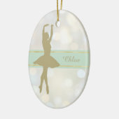 Gold Ballerina Bokeh Weihnachten im Hintergrund Keramik Ornament (Links)