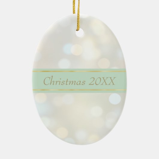 Gold Ballerina Bokeh Weihnachten im Hintergrund Keramik Ornament (Hinten)