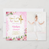 Gold Ballerina Foto Einladung (Vorderseite)