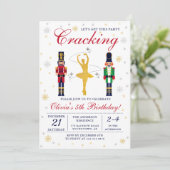 Gold Ballerina Nutcracker Weihnachten Einladung (Stehend Vorderseite)