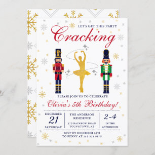 Gold Ballerina Nutcracker Weihnachten Einladung
