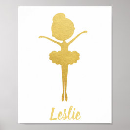 Gold Ballerina Personalisiert Kinderzimmer Poster
