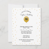 Gold Ballon & Confetti beliebiger Zahl Geburtstag Einladung (Vorderseite)