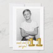 Gold Ballon Elfte Geburtstag Foto Einladung (Rückseite)