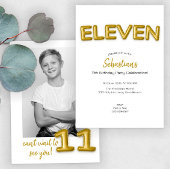 Gold Ballon Elfte Geburtstag Foto Einladung