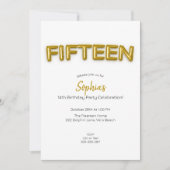 Gold Ballon Fünfzehnte Geburtstags Foto Einladung (Vorderseite)