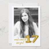 Gold Ballon Siebzehnten Geburtstag Foto Einladung (Rückseite)