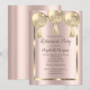 Gold Ballons, Rahmen, Roségold, Rentenbeginn Einladung