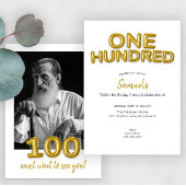 Gold Balloon 100. Geburtstag Foto Einladung