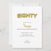 Gold Balloon 80. Geburtstag Foto Einladung (Vorderseite)