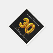Gold Balloon Black 30. Geburtstag Party Serviette (Ecke)