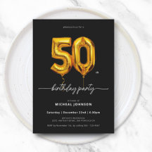 Gold Balloon Black 50. Geburtstag