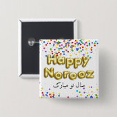 Gold Balloon Happy Norooz Persian New Year Button (Vorne & Hinten)