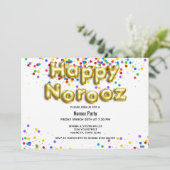 Gold Balloon Happy Norooz Persian New Year Einladung (Stehend Vorderseite)