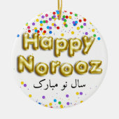 Gold Balloon Happy Norooz Persian New Year Keramik Ornament (Vorne)