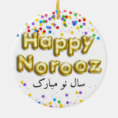 Gold Balloon Happy Norooz Persian New Year Keramik Ornament (Hinten)