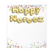 Gold Balloon Happy Norooz Persian New Year Notizblock (Vorderseite)
