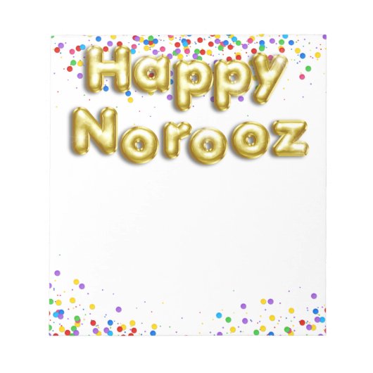 Gold Balloon Happy Norooz Persian New Year Notizblock (Vorderseite)
