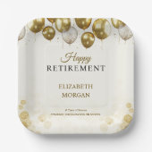Gold Balloon Happy Retirement Pappteller (Vorderseite)