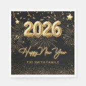 Gold Balloon New Years Eve Party Paper Napkin Serviette (Vorderseite)