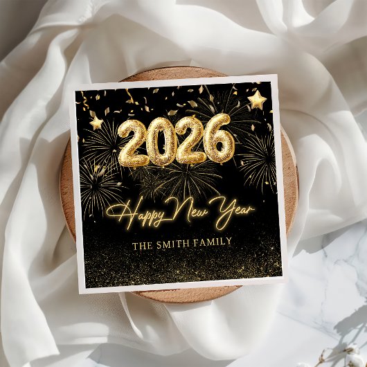 Gold Balloon New Years Eve Party Paper Napkin Serviette