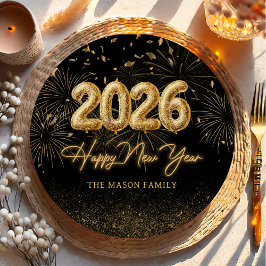 Gold Balloon New Years Eve Party Paper Plates  Pappteller