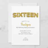 Gold Balloon Sweet 16 Birthday Foto Einladung (Vorderseite)
