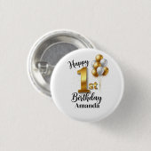 Gold Balloons 1st Birthday Pinback Button (Vorne & Hinten)