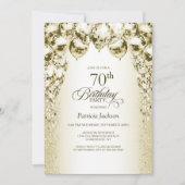Gold Balloons 70. Geburtstagsparty Einladung (Vorderseite)
