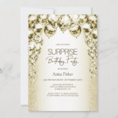 Gold Balloons aller Altersüberraschungen Geburtsta Einladung (Vorderseite)
