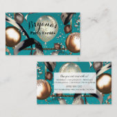 Gold Balloons Aquamarin türkisfarbenes Schwarzes P Visitenkarte (Vorne/Hinten)