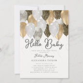 Gold Balloons Arch Gender Neutral Chic Baby Dusche Einladung (Vorderseite)