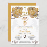 Gold Balloons Baby Charro Mexikanische Taufe Einladung<br><div class="desc">Gold Mexican Baby Boy Charro Taufe & Birthday Einladung</div>