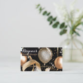 Gold Balloons Chic Black Party Event Plane Visitenkarte (Stehend Vorderseite)