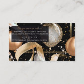 Gold Balloons Chic Black Party Event Plane Visitenkarte (Rückseite)