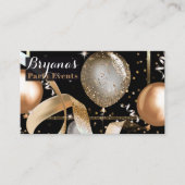 Gold Balloons Chic Black Party Event Plane Visitenkarte (Vorderseite)